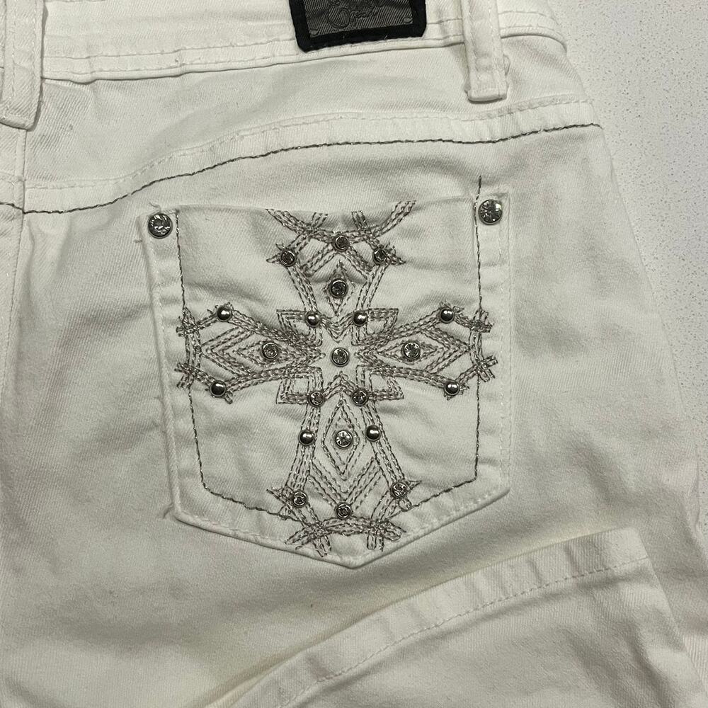 Earl Jeans Women's Size 8 Bootcut Embellished Bling Flap Stitch Stretch Y2K